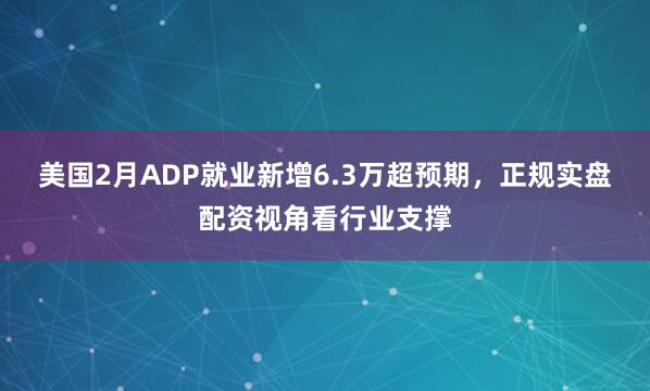 美国2月ADP就业新增6.3万超预期，正规实盘配资视角看行业支撑
