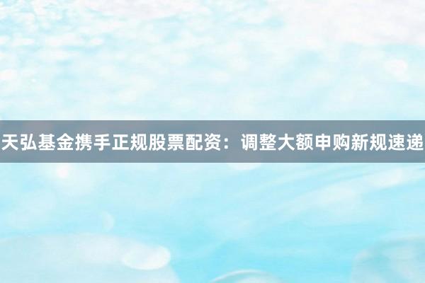天弘基金携手正规股票配资：调整大额申购新规速递