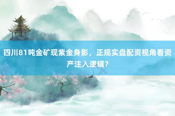 四川81吨金矿现紫金身影，正规实盘配资视角看资产注入逻辑？