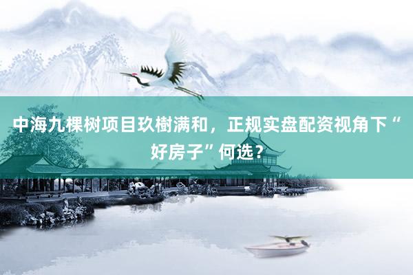 中海九棵树项目玖樹满和，正规实盘配资视角下“好房子”何选？