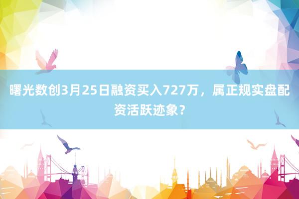 曙光数创3月25日融资买入727万，属正规实盘配资活跃迹象？