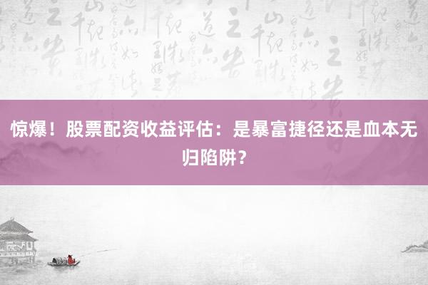 惊爆！股票配资收益评估：是暴富捷径还是血本无归陷阱？