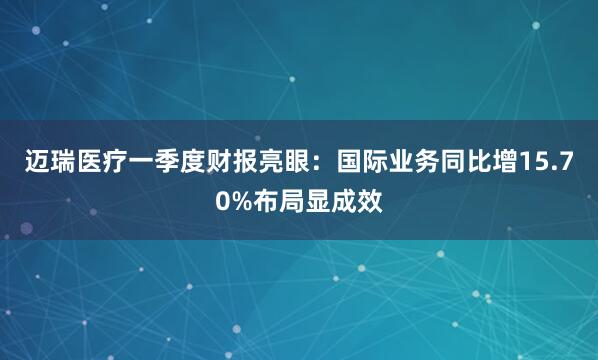 迈瑞医疗一季度财报亮眼：国际业务同比增15.70%布局显成效