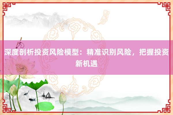 深度剖析投资风险模型：精准识别风险，把握投资新机遇