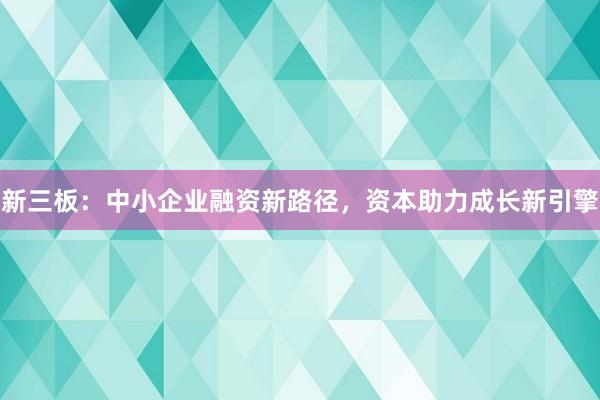 新三板：中小企业融资新路径，资本助力成长新引擎