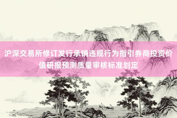 沪深交易所修订发行承销违规行为指引券商投资价值研报预测质量审核标准划定