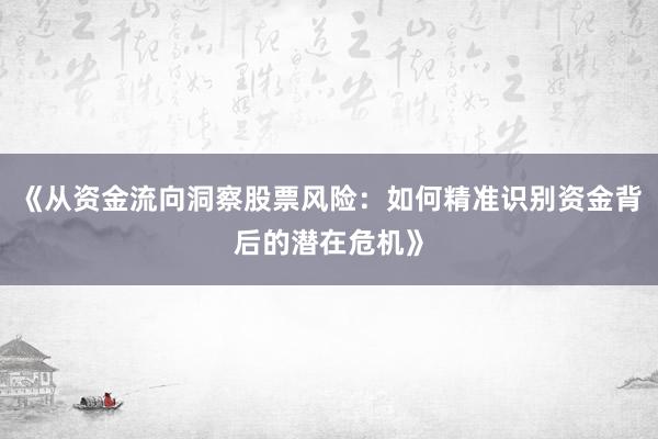 《从资金流向洞察股票风险：如何精准识别资金背后的潜在危机》