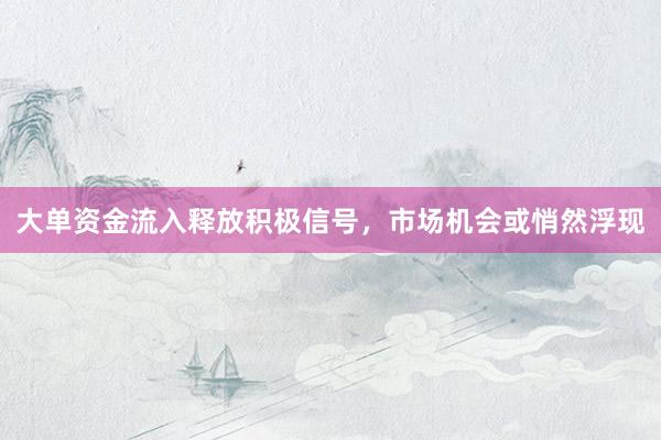 大单资金流入释放积极信号，市场机会或悄然浮现
