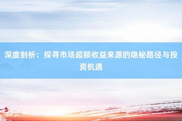 深度剖析：探寻市场超额收益来源的隐秘路径与投资机遇