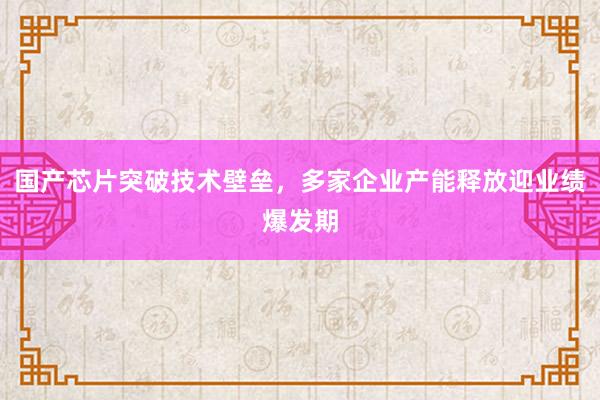 国产芯片突破技术壁垒，多家企业产能释放迎业绩爆发期