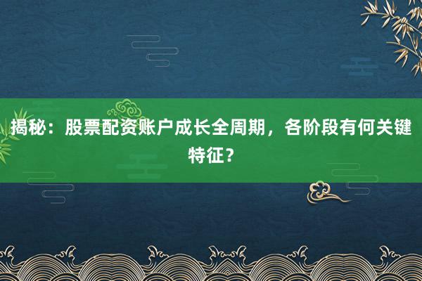 揭秘：股票配资账户成长全周期，各阶段有何关键特征？