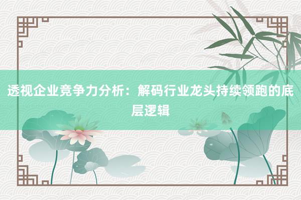透视企业竞争力分析:解码行业龙头持续领跑的底层逻辑