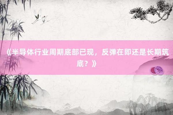 《半导体行业周期底部已现，反弹在即还是长期筑底？》