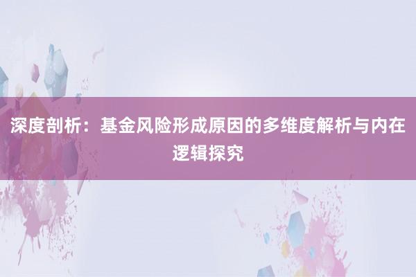 深度剖析：基金风险形成原因的多维度解析与内在逻辑探究
