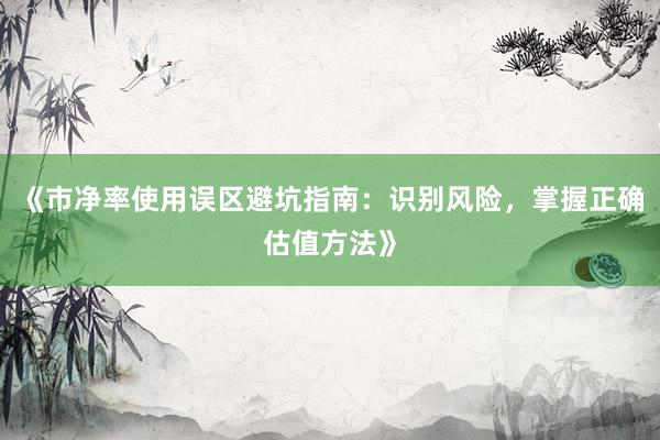 《市净率使用误区避坑指南：识别风险，掌握正确估值方法》