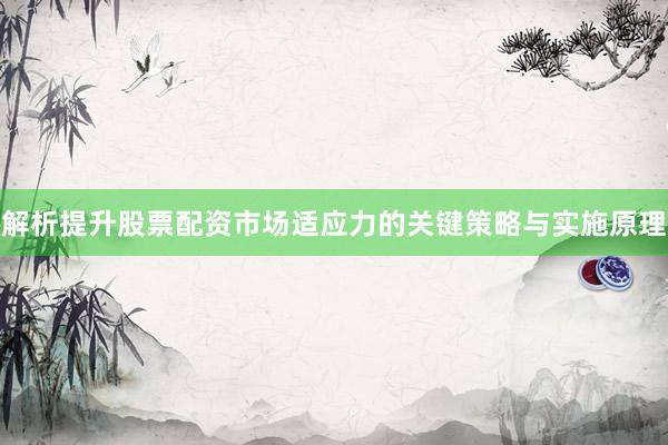 解析提升股票配资市场适应力的关键策略与实施原理