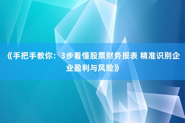 《手把手教你：3步看懂股票财务报表 精准识别企业盈利与风险》