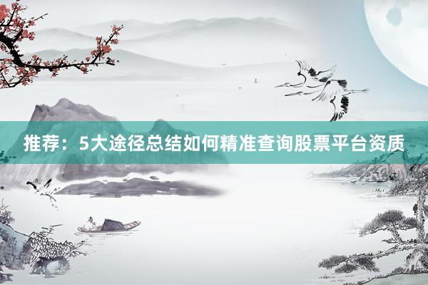 推荐：5大途径总结如何精准查询股票平台资质